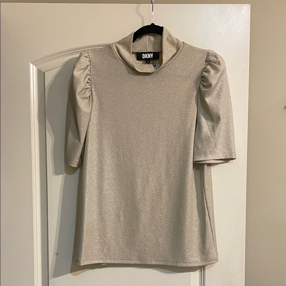 DKNY Women's Shimmering Gold Top XL
